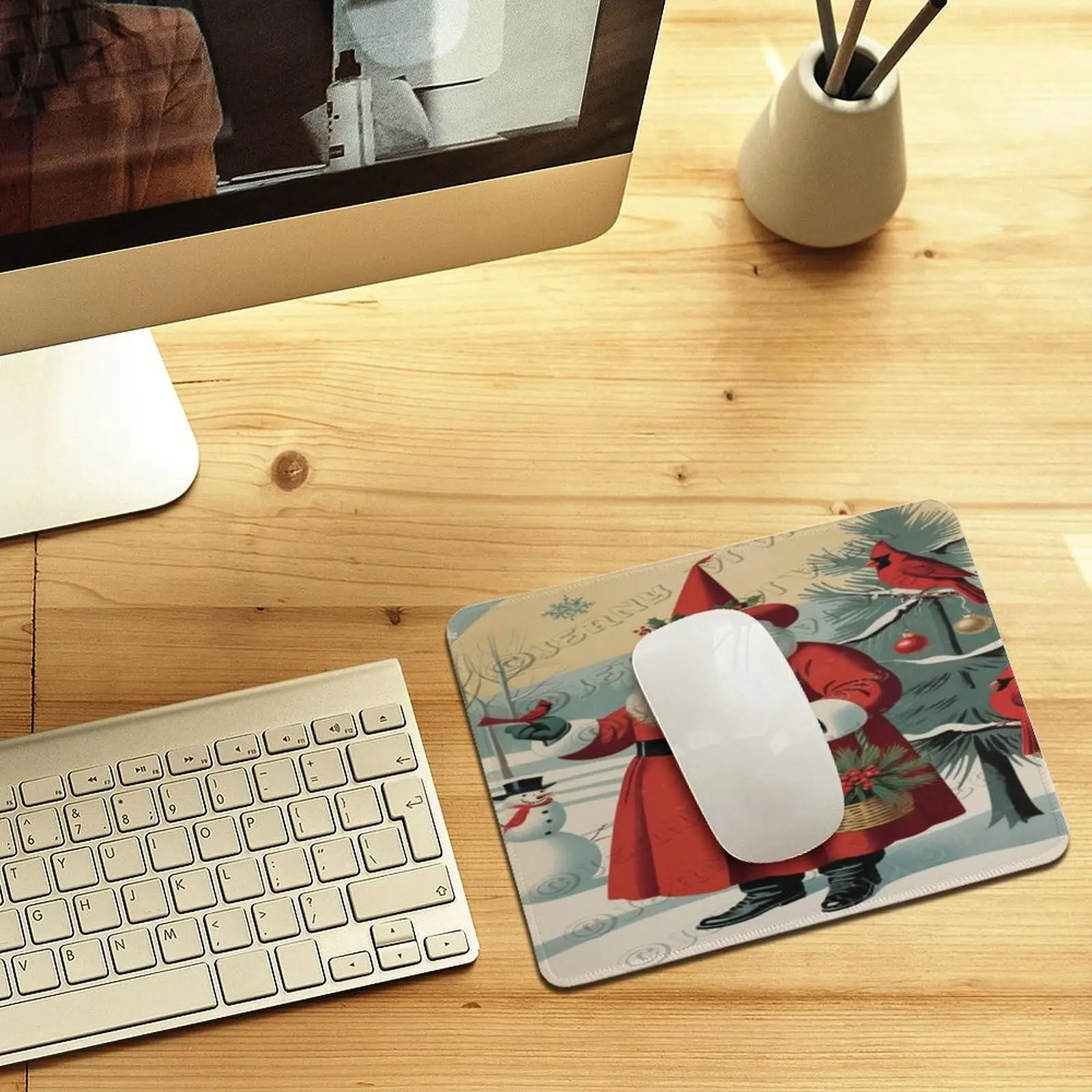 Hot-Selling Cute Christmas Santa Printing Square Mouse Pads Comfortable Gaming Mousepad Mouse Mat Keyboard Mats Desk Pad 30x25cm