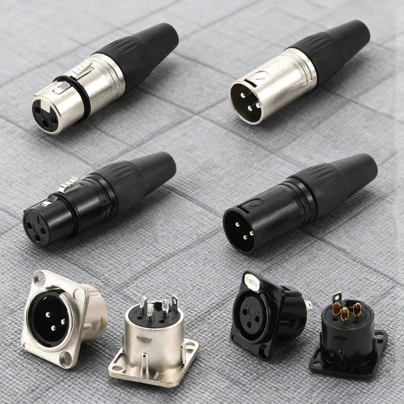 

1PC 3Pin Audio Cable Connector Professional Microphone Wire Male Plug Female Jack Power Adapter for Audio Equipment