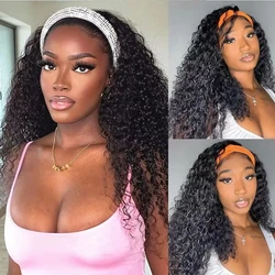 Aircabin Kinky Curly Wigs Headband Wig Human Hair Full Machine Made Malaysian Remy Hair Wigs For Women 180% Density Curly Wigs