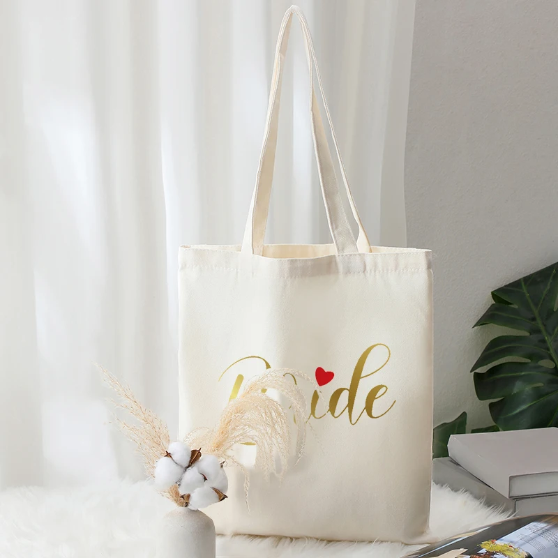 فريق العروس نمط حمل الحقائب قماش حقيبة كتف قابلة للطي للسفر اليومية تخفيف المرأة قابلة لإعادة الاستخدام حقيبة تسوق كبيرة للشاطئ