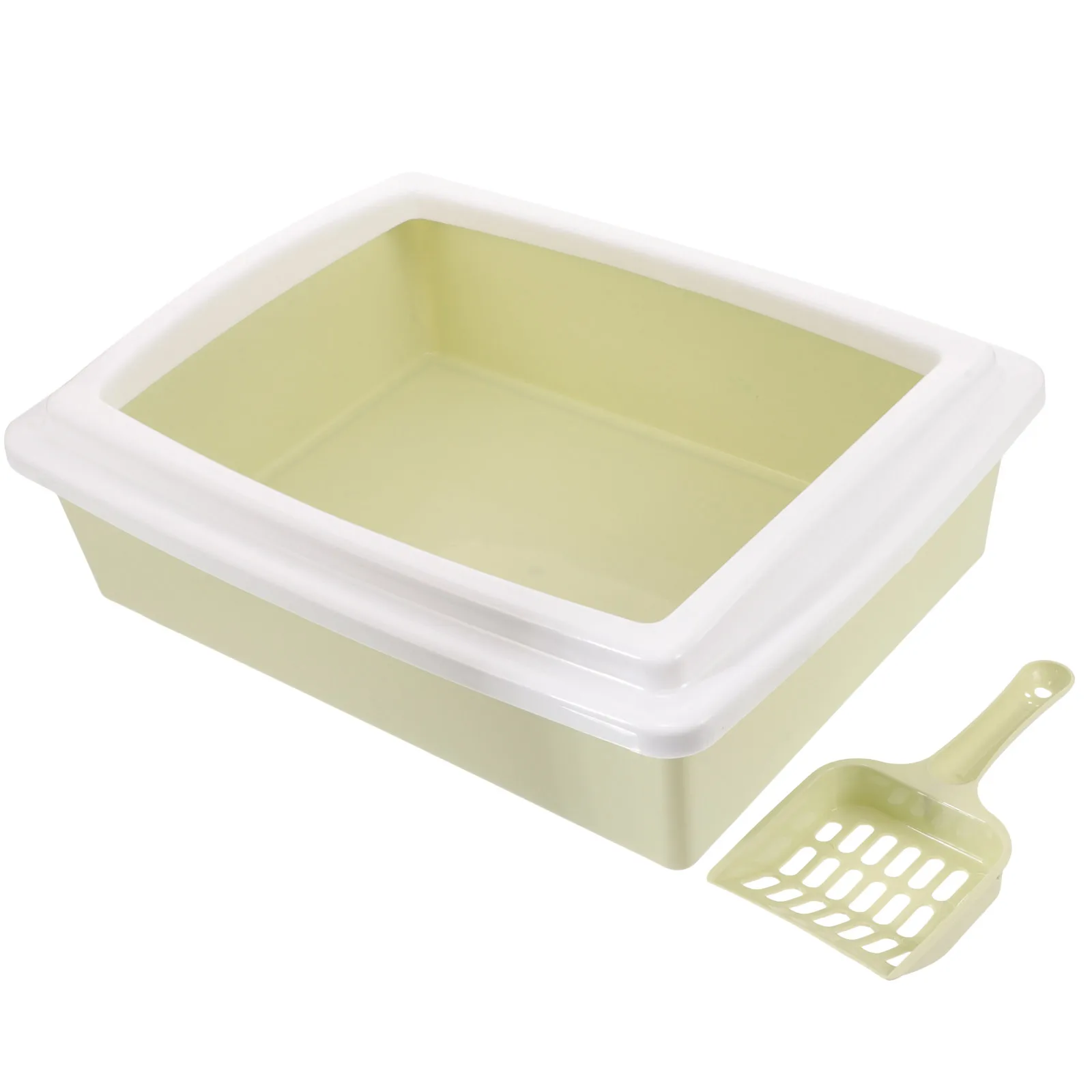 

Cat Litter Box Open Type High Capacity Large Decorative Boxes Semi Enclosed Detachable Fences Prevent Spilling Easy for Cats
