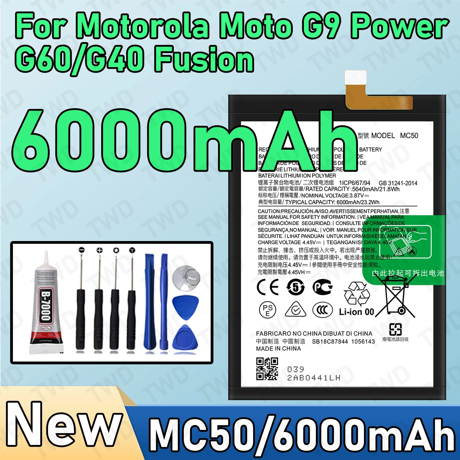 MC50 Large capacity Battery For Motorola Moto G9 Power/G60/G40 Fusion Batteries New High Quanlity+Free Tools