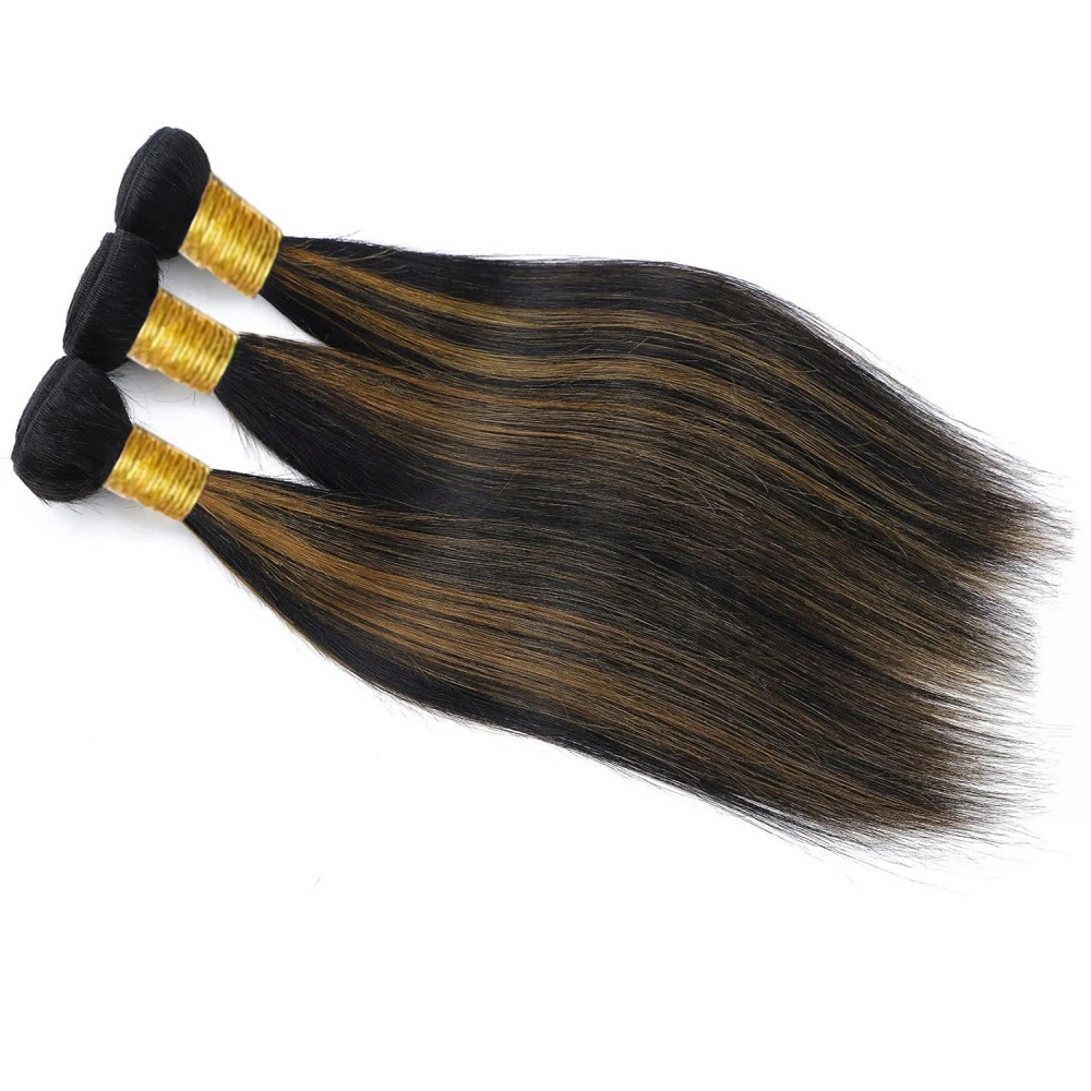 12A Peruvian Virgin Hair Two Tone Color #1B Mixed With Color #30 Hair Brown Bundles Highlight Straight Bundles Weave Extensions