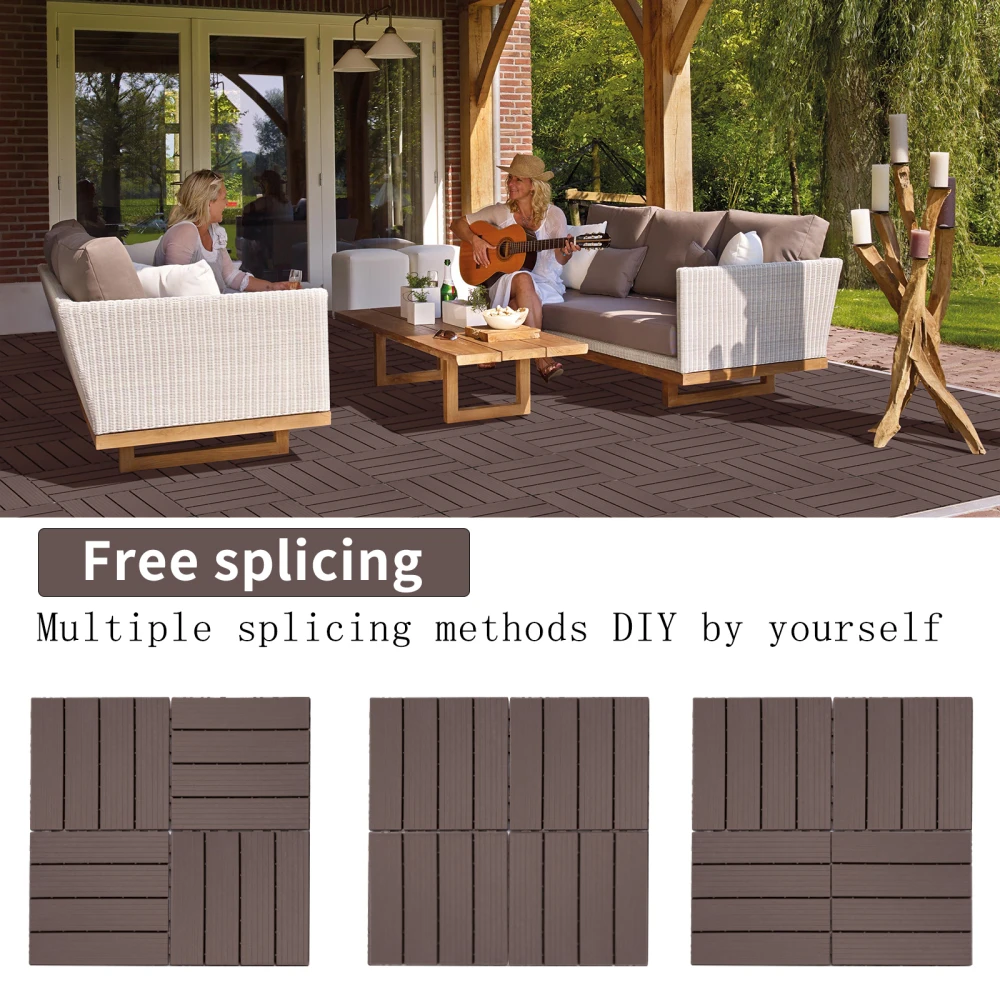 Plastic Interlocking Deck Tiles, 11.8"x11.8"(Pack of 44), Patio Flooring Outdoor Waterproof All Weather Use