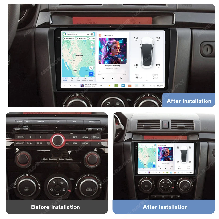 ZJZ MEKEDE DUDU7 سيارة مشغل وسائط متعددة أندرويد 2k شاشة سيارة اللعب السيارات لتحديد المواقع 360 كاميرا بانورامية لمازدا 3 2004-2009 #3