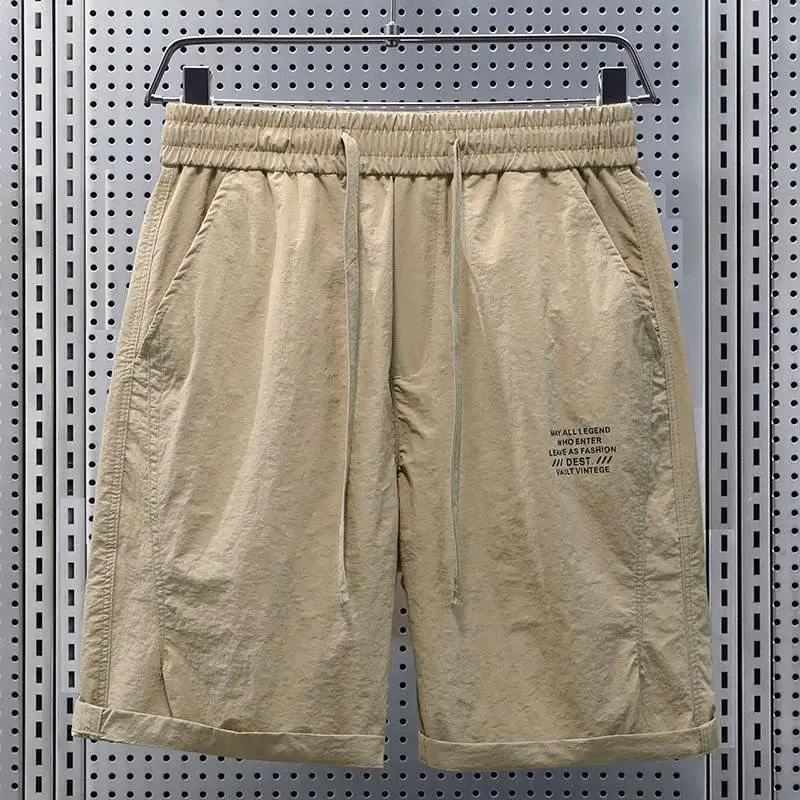 

Ice Silk Casual Shorts Men's Summer Thin Loose Sport Five-Point Pants Workwear Elastic Waist Polyester Fiber Straight Leg