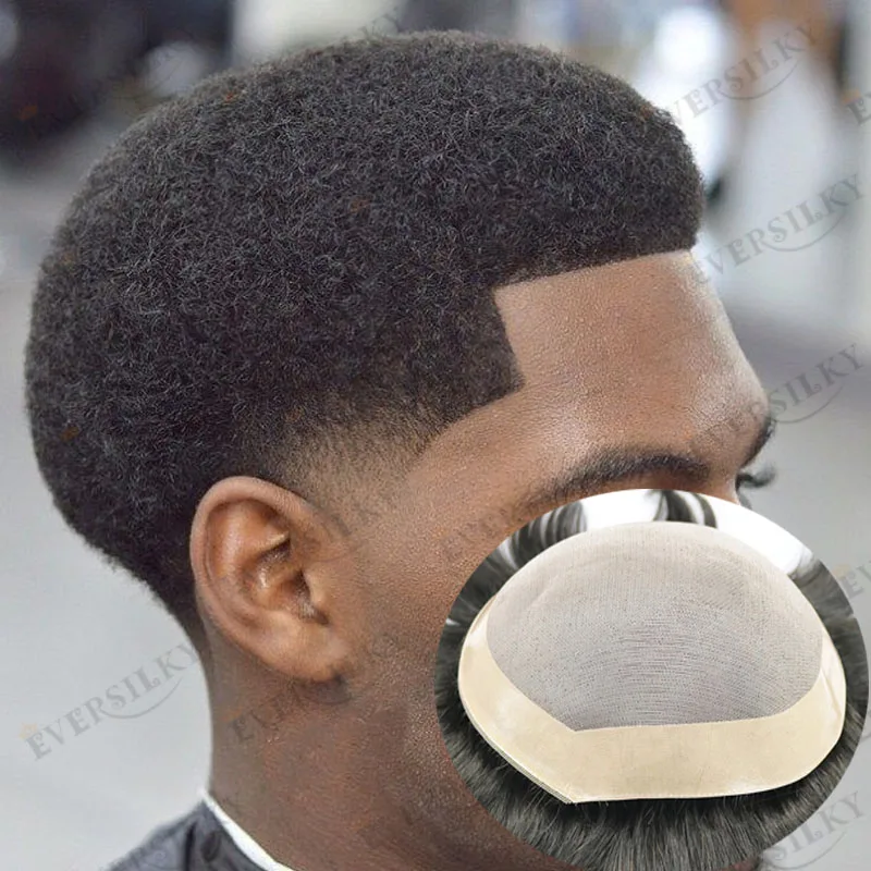 

Незаметный, прочный парик-накладка из натуральных человеческих волос NPU Mono Base 4 мм, кудрявый афро-стиль, черный, для мужчин, суперпрочный, с естественной линией роста волос, мужской тупе, самая низкая цена