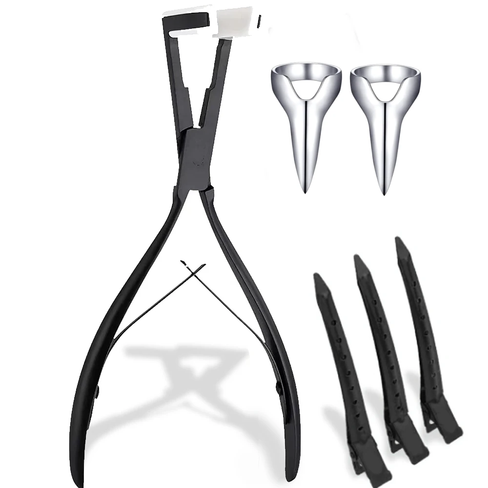 

Tape in Hair Extension Tools Kit with Flat Surface Stainless Steel Tape in Hair Extensions Plier, 2Hair Parting Rings,3Hair Clip