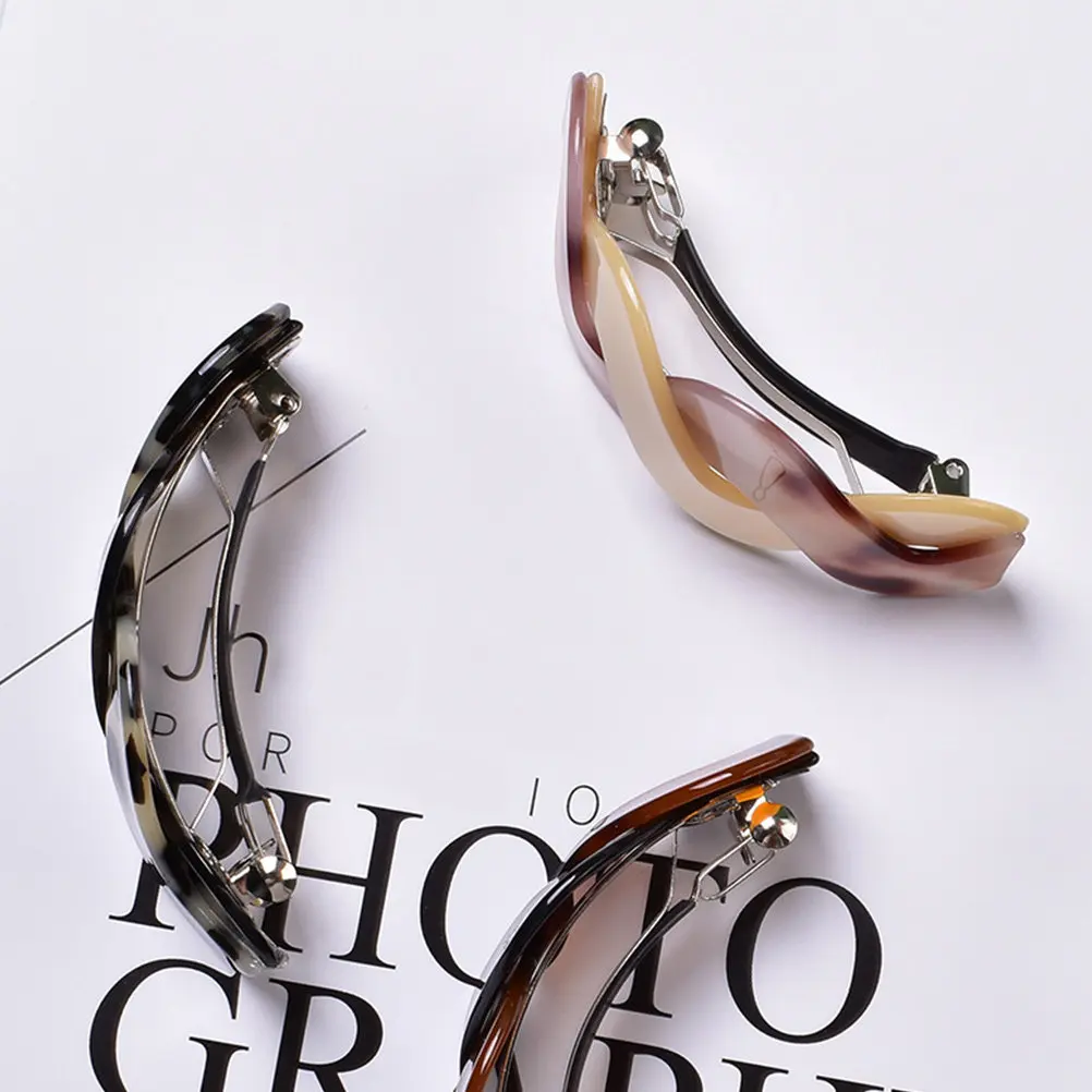

3pcs Barrettes Clips For Women Fine Spring Bun Holder Ponytail Cuff Lightweight Hair Styling Accessories For Makeup Hair Care