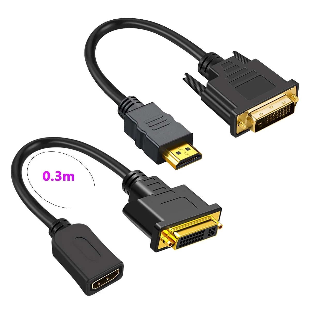 1080P HD Port to DVI Adapter Cord Bi-Directional DVI-D 24+1/24+5 to HD Cable Compatible for Xbox PS4/3 PC Graphics Card Monitor