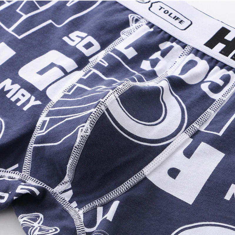 Men\'s New Underwear Boxer Shorts Teenage Printing Underwear Boxer Shorts Student Underwear Shorts Boxer Shorts Mid-Waisted