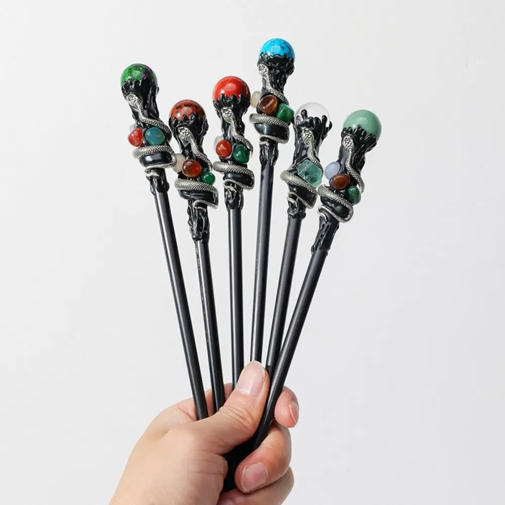 Party Props Creative Natural Crystal Magic Wand Witch DIY Crystal Magic Wand Portable Handcrafted Magic Cane Costume Accessory