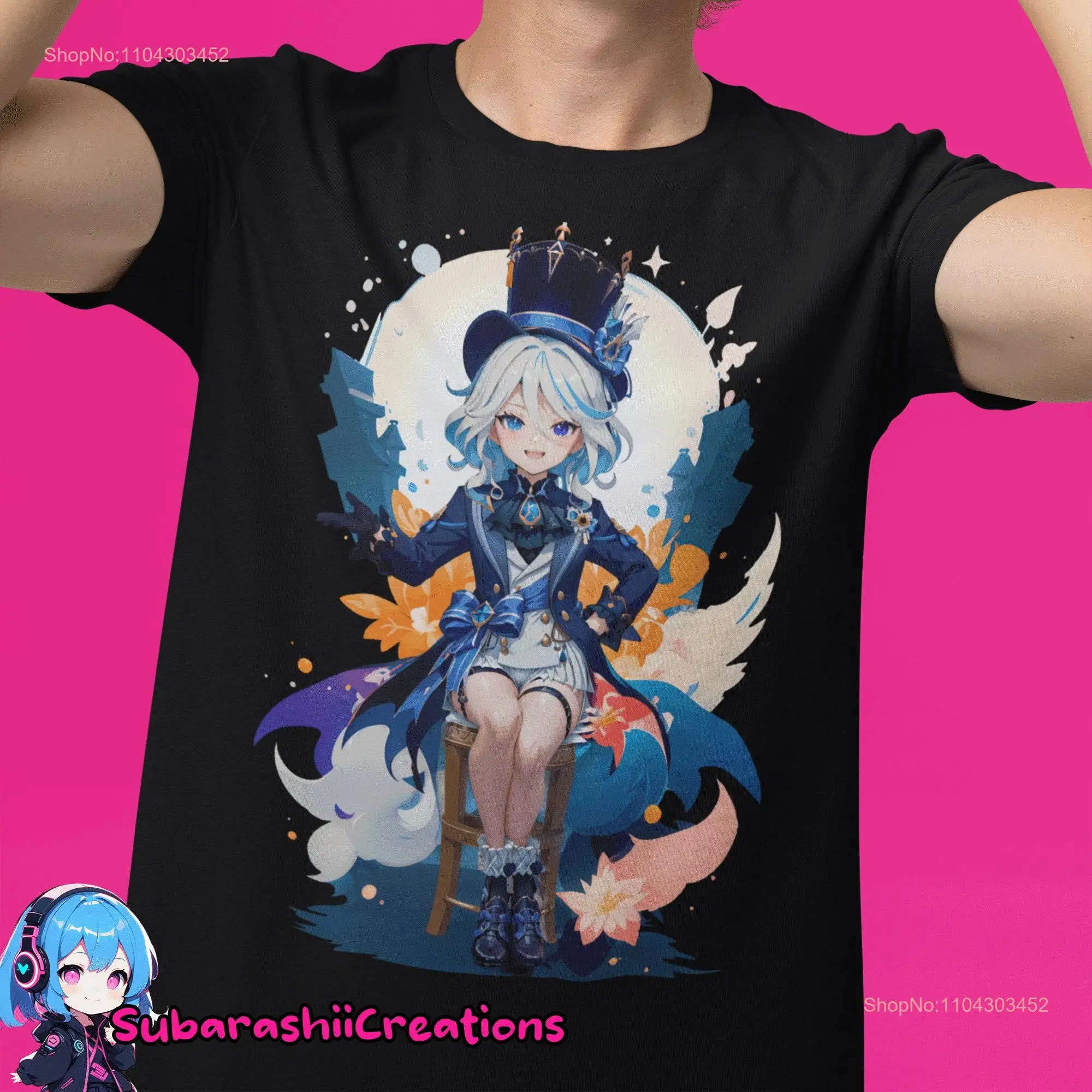 Furina Genshin Impact T Shirt Fan Made Merchandise Archon Hydro Gamer Gaming Geek Anime Merch long or short sleeves