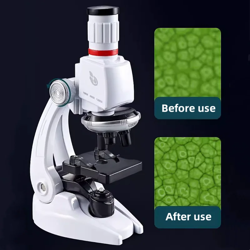 Home School Science Microscope Kit laboratorio LED muslimeducational Toy regalo biologico raffinato per bambini