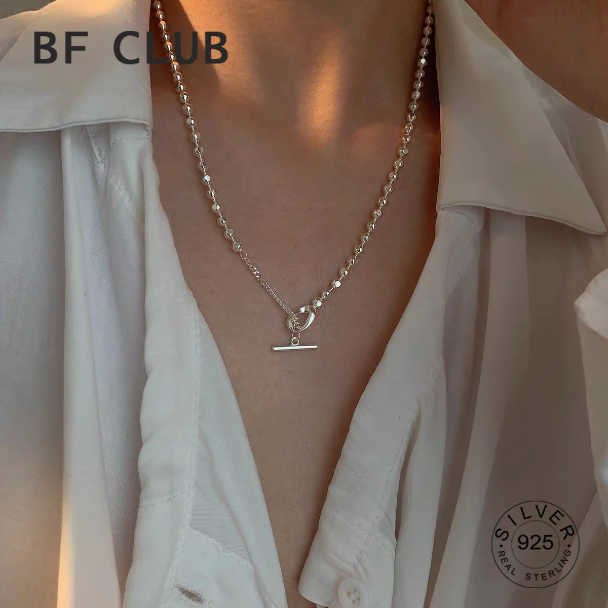 BFCLUB Silver Color Clavicle Chain Choker Necklace For Women Adjustble Fine Jewelry Wedding Party Birthday Gift