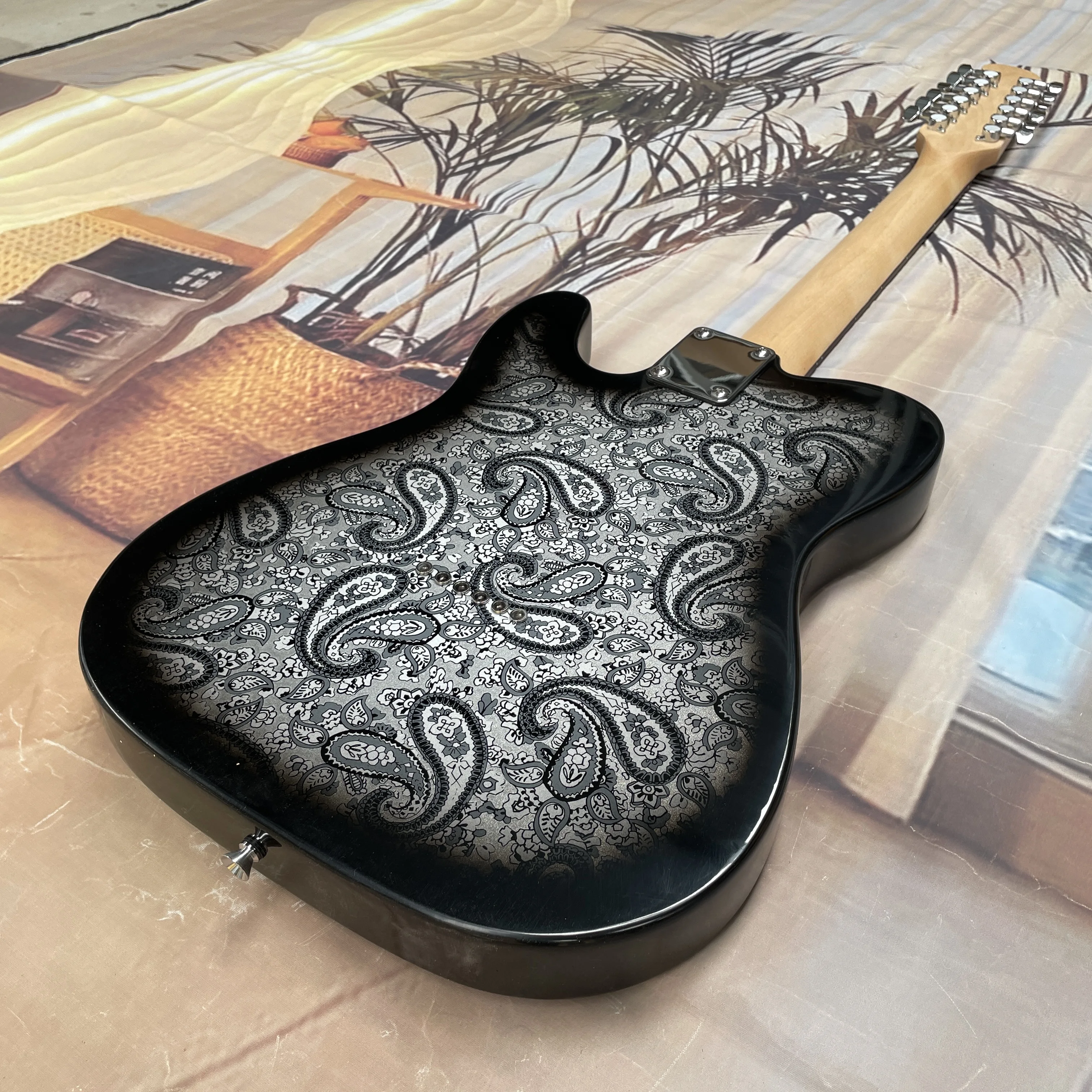 12-string black electric guitar with multi-knob volume control rosewood fingerboard guitars,professional  performance guitarra view 6