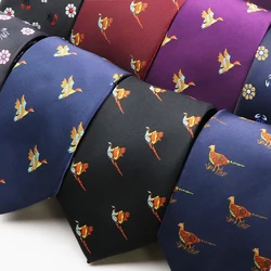Men's Polyester Ainmal NeckTies Black Duck Chicken Necktie Gravatas For Business Wedding Party Casual Suits Shirt Accessory Gift
