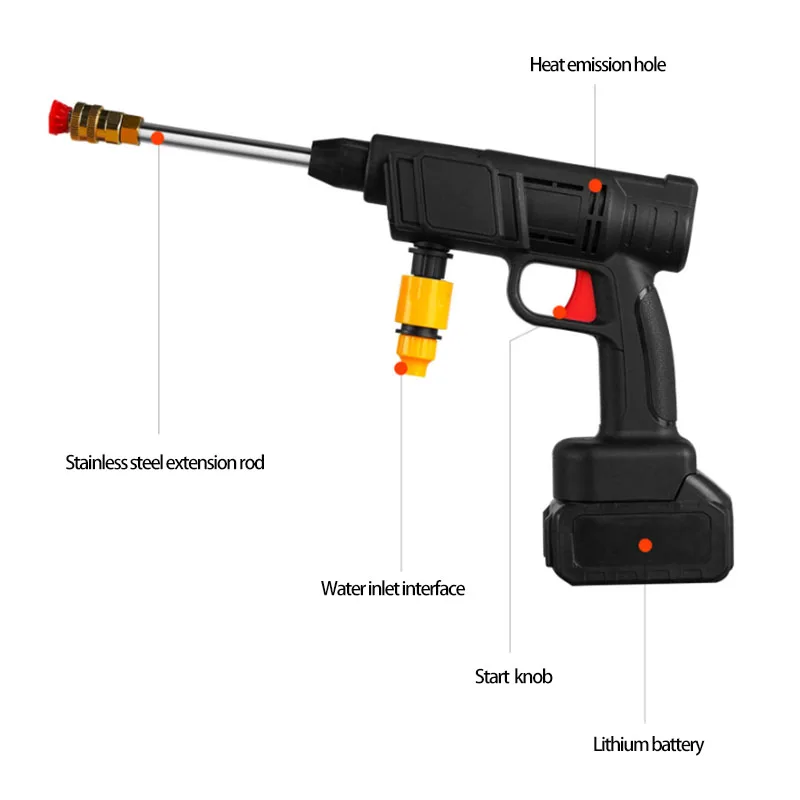 Imagem -03 - Pistola de Água Doméstica Portátil Carregamento sem Fio Lítio Alta Pressão Lavagem de Carro