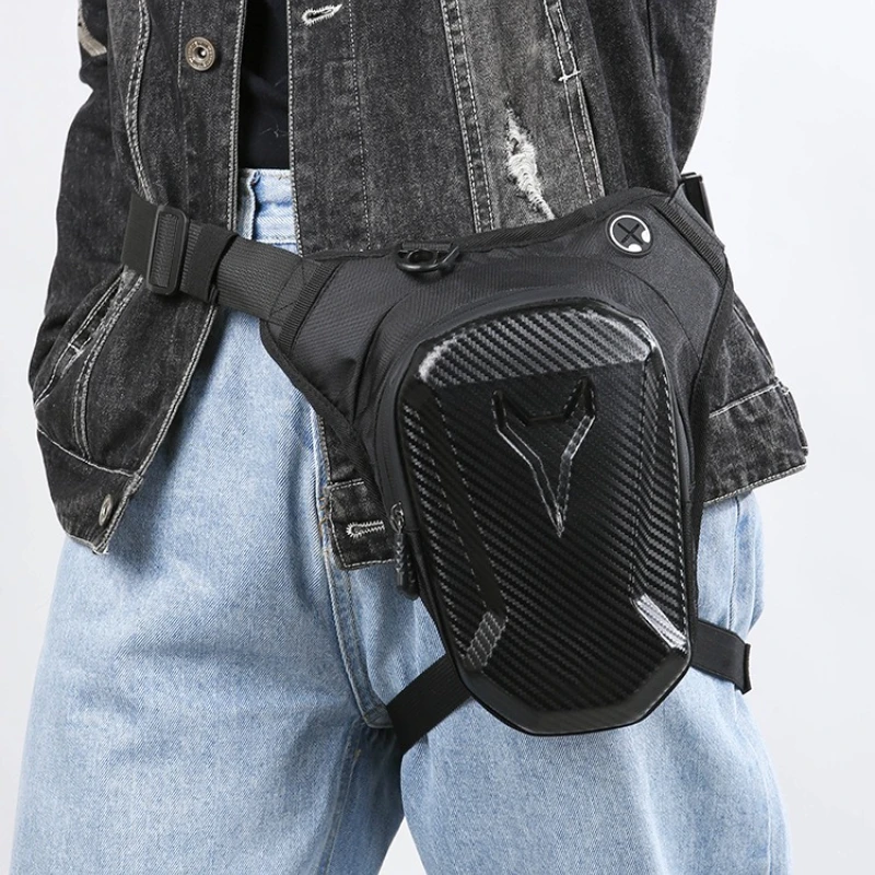 Motorcycle Hard Shell Waist Leg Bag Carbon Fiber Thigh Packs Anti-drop Hip Sling Tank Bag Waterproof Riding Moto Gear Men Women