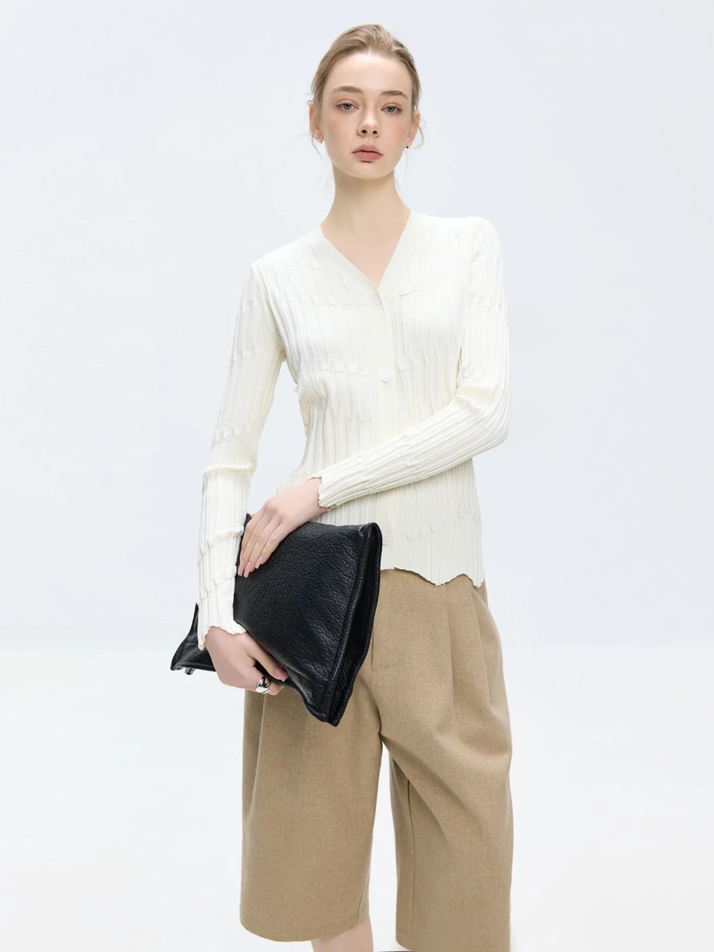 

LUR Premium Feel Unique Single Button V-Ne Slim Fit Knitted Long Sve Open Cardigan Spring Top Soft Nylon Blend Casual Sle