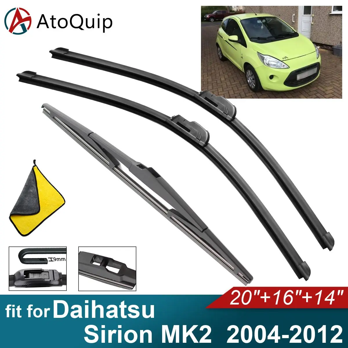 Car Windshield Wiper Blades Fit For Daihatsu Sirion MK2 Rear Wiper Blades Soft Rubber Auto Front Windscreen