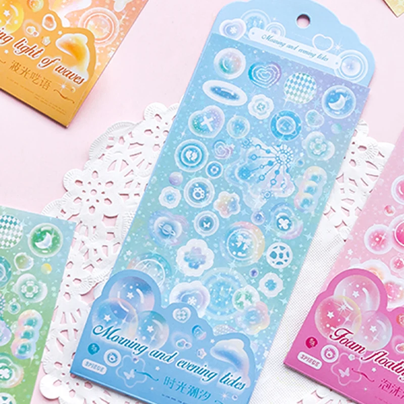 2 قطعة PET فقاعة دولفين ديكو ملصق DIY بها بنفسك مجلة مخطط نجوم ملصقات مصورة سكرابوكينغ القرطاسية قلوب ملصقات #3