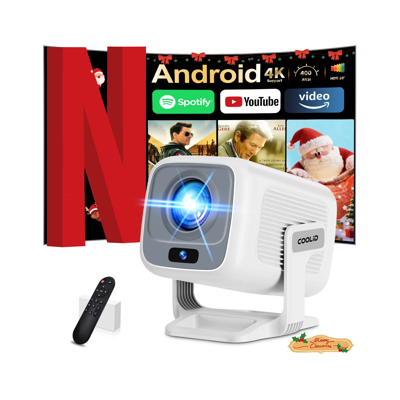 

2025 NEW Mini Projector 1080P 4K, Auto-focus & Auto-keystone with Built-in Apps, Portable Projector WIFI6 BT5.4 for Outdoor Home