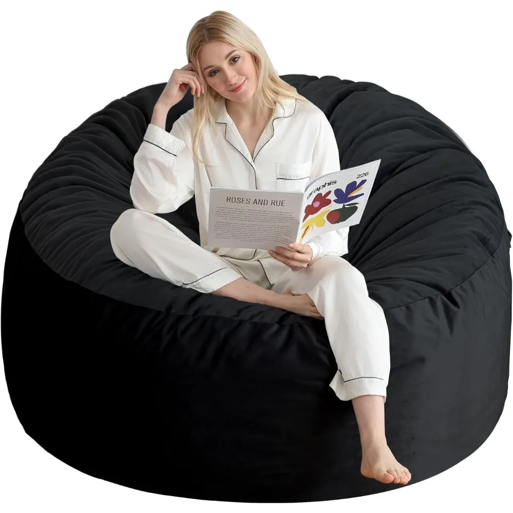 

4 Ft Bean Bag Chair, Memory Foam Bean Bag Chairs for Adults with Filling, Round Bean Bag Sofa with Filler Included, Beanbags wit