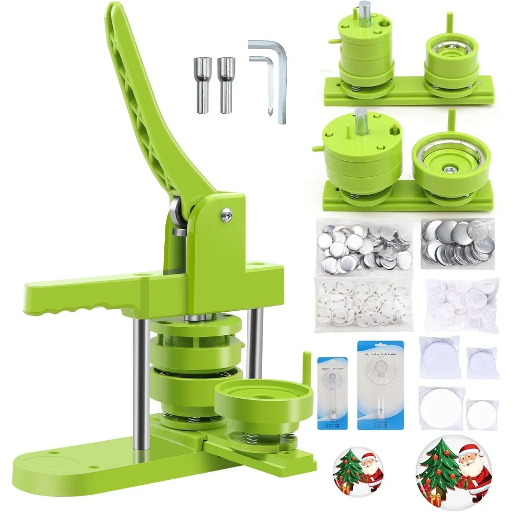 

US Shipping Button Maker Machine Kit with 200PCS Supplies 1.25 2.25 Inch Circle Cutter for DIY Badge Pin Making Gifts