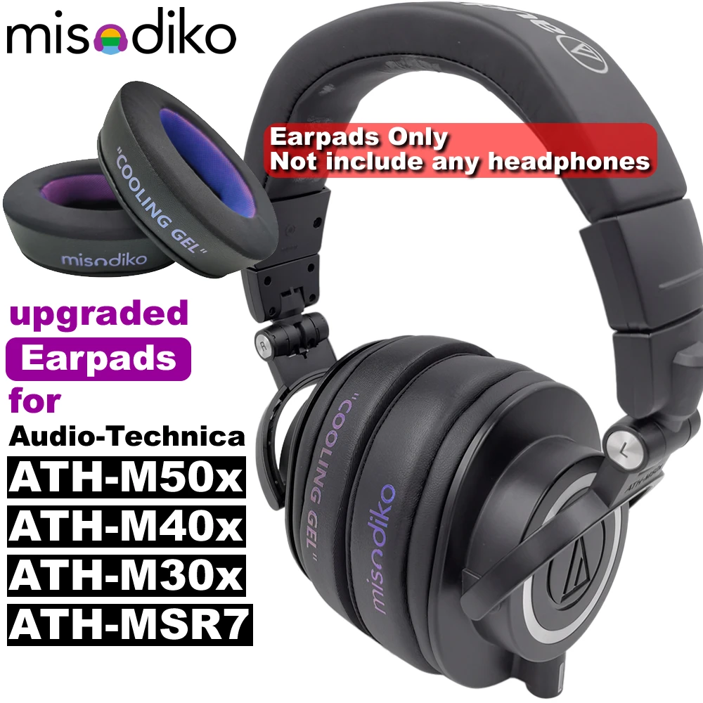 Misodiko ulepszone poduszki nauszników zamiennik dla słuchawek Audio-Technica ATH-M50x/M40x/M30x/MSR7/G1WL/PDG1