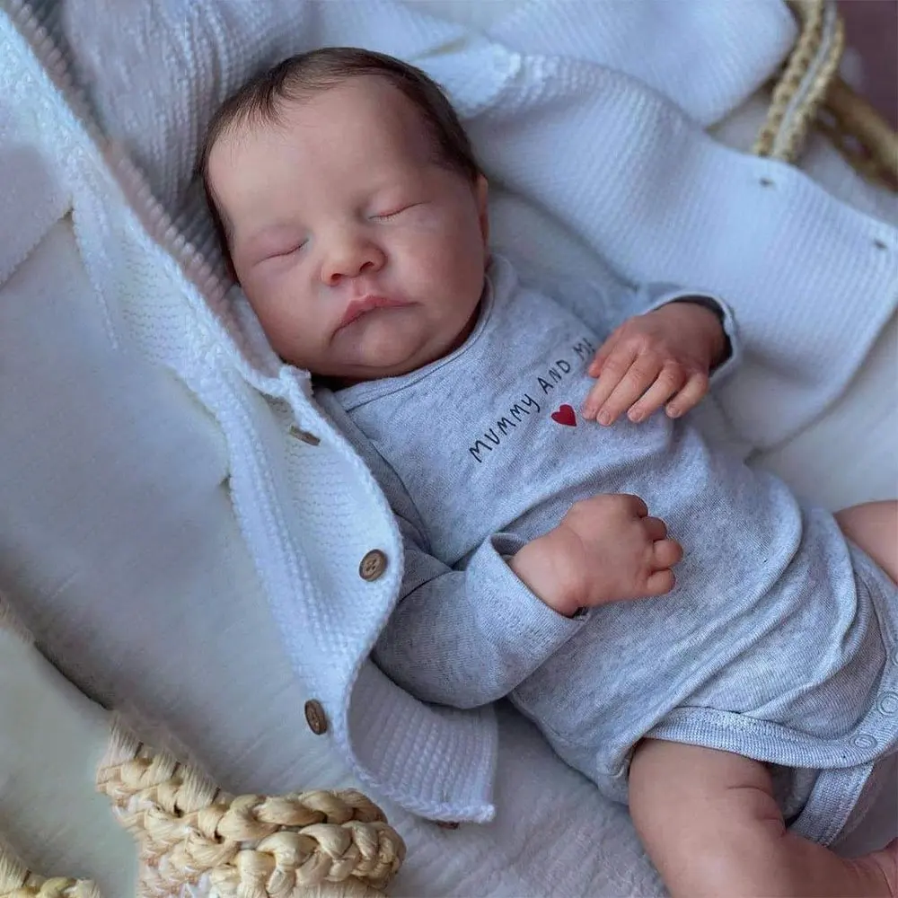 

49CM Already Finished Bebe Reborn Levi Boy Girl Full Silicone Vinyl Doll Newborn Sleeping Doll Rooted Blonde Hair Kids Gift