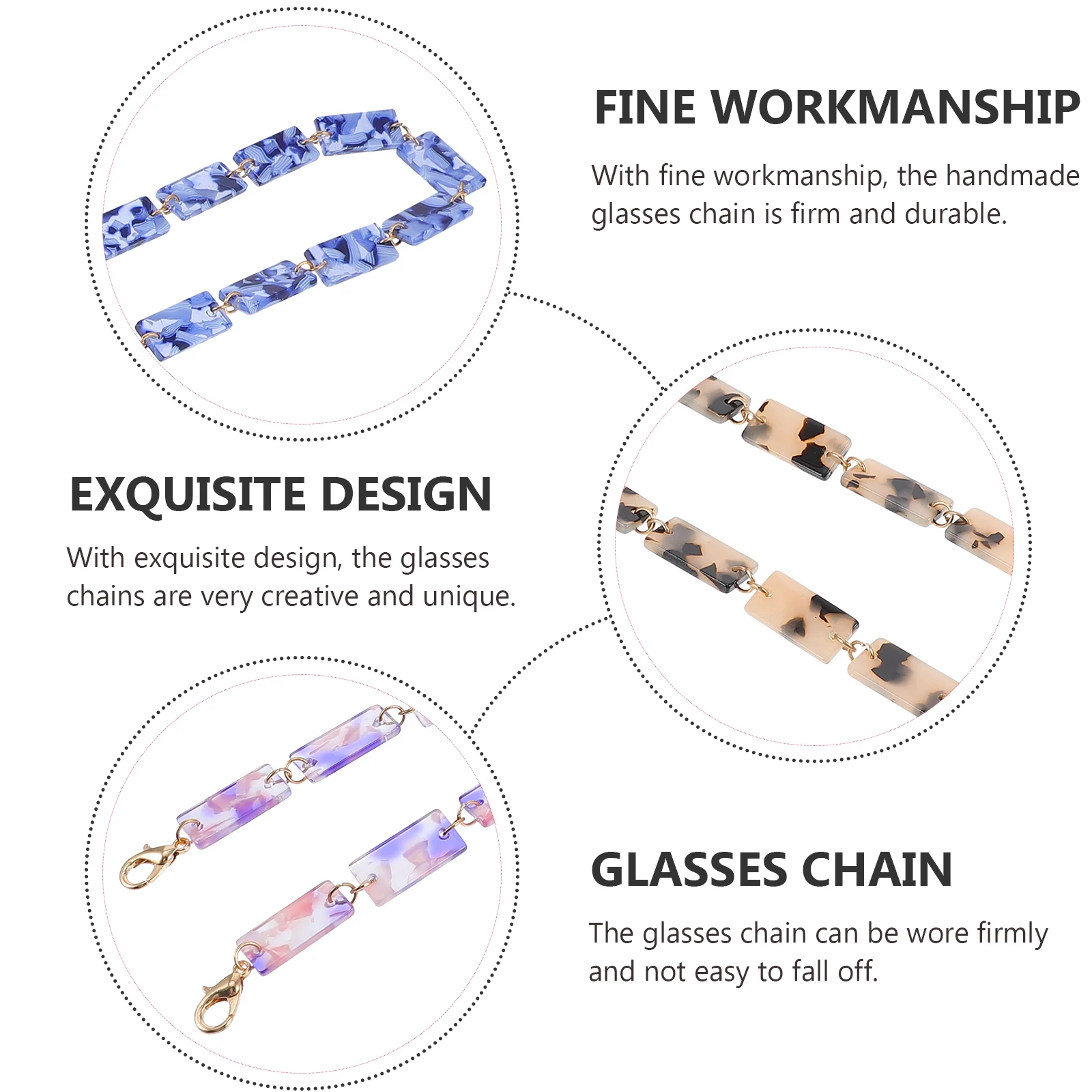 

3pcs Chain Mask Lanyards Acrylic Beaded Cord Mask Chains Eyewear Accessories Women Fashion Anti Lost Necklace