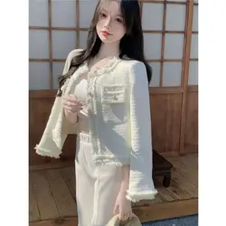 Temperament Socialite Xiaoxiang Style Tweed Short Coat Women Autumn Winter Korean Style Casual Versatile Jacket Trendy Jacket