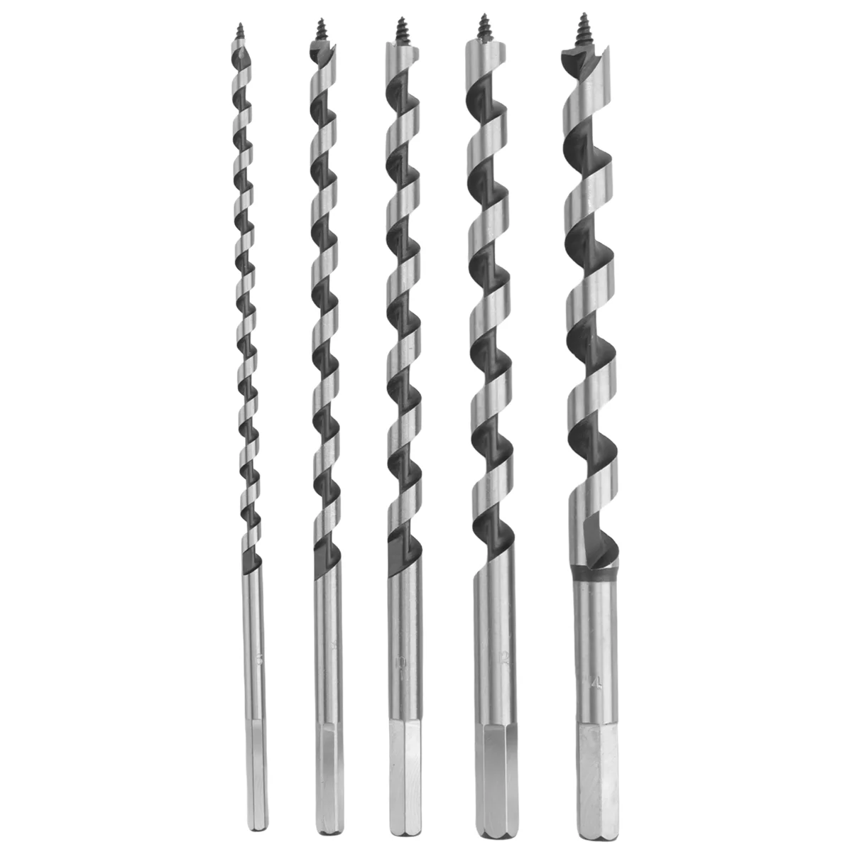 

5PCS 230mm Hex Shank Extra Long Point Twist Auger Wood Drill Bits Set Woodworking Twist Drill Bit Tool Set 6 8 10 12 14mm