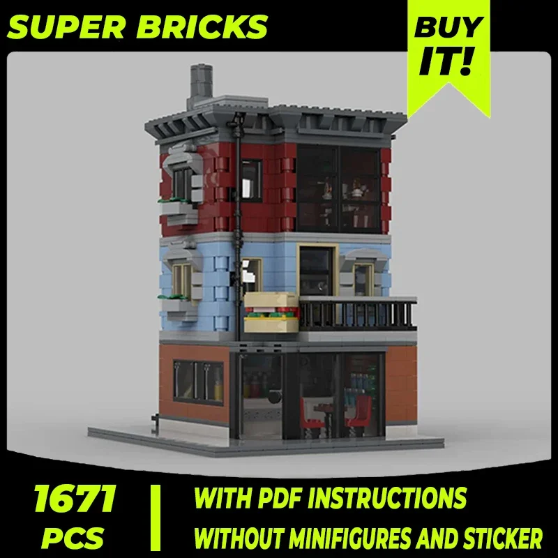 Stadt Straße Ansicht Modell Moc Gebäude Ziegel Kebab Pizza Shop Technologie modulare Blöcke Geschenke Weihnachts spielzeug DIY Sets Montage