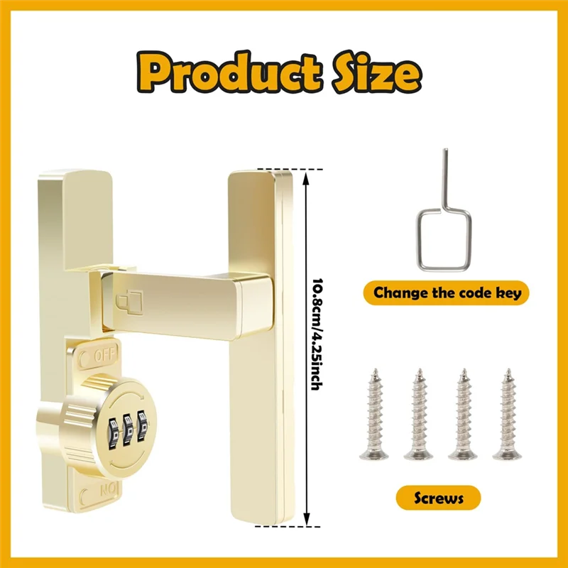 PORK-Barn ドアロック、3 桁の組み合わせ付きフリップラッチロック、90 度スライドドアパスワードロック (90) ° )