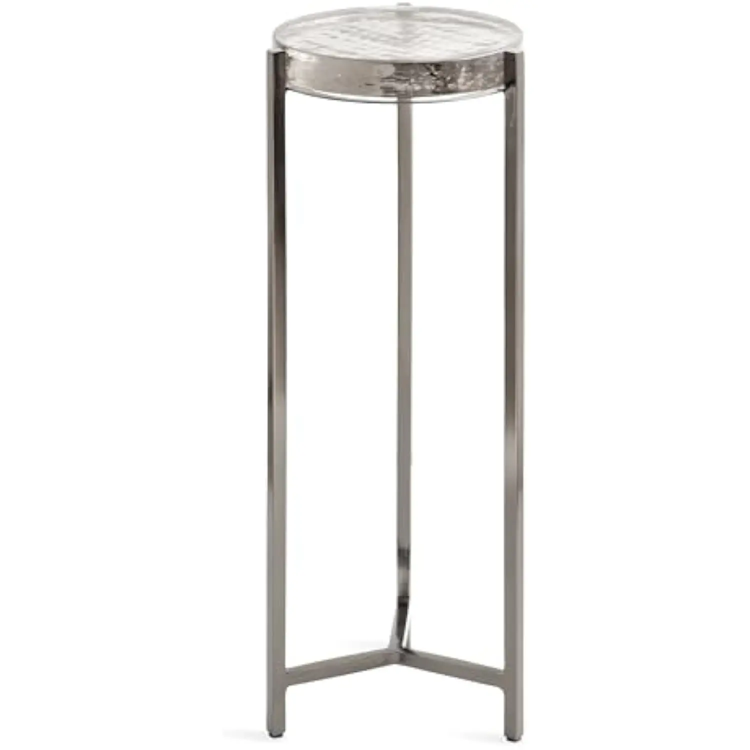 

Aguilar Modern Drink Table, 9 X 9 X 23, Gray Gunmetal with Clear Glass, Unique Round Glass Accent Table for Small Spaces