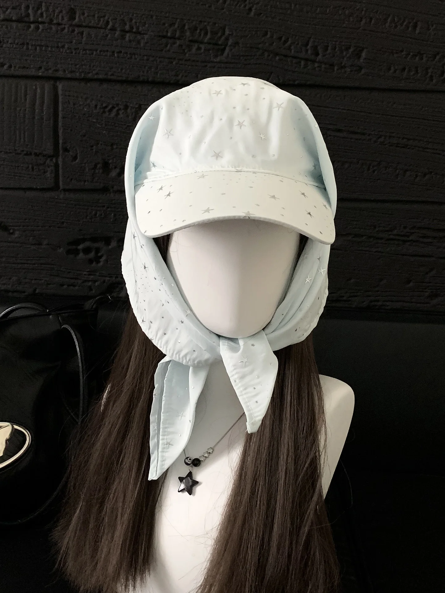 Korean Style Baseball Cap Women's Spring Summer Fashionable Star Tie Headscarf Hat Face Slimming Unique Design Baseball Cap
