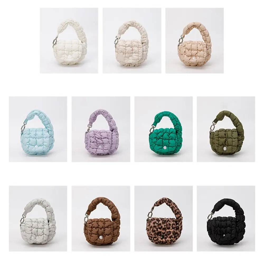 Fashion Solid Color Cloud Pleated Coin Purse Quilted Mini Handbag Small Wallet Sling Korean Style Purse Change Storage Bag