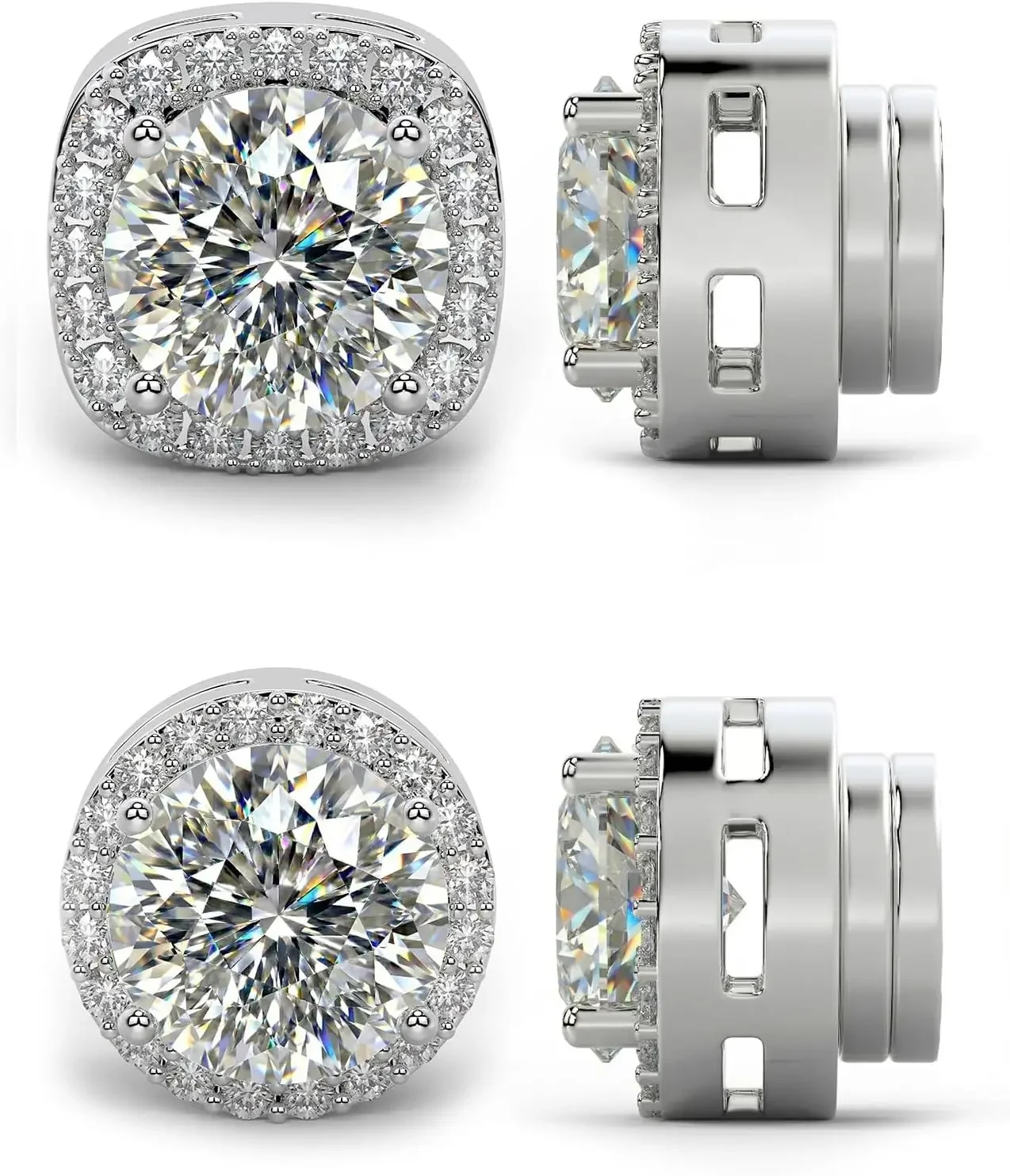 

Magnetic Earrings for Men & Women, 5A Cubic Zirconia, Stainless Steel Clip-On, Gold/Silver/Black, 6/8MM Simulated Diamond
