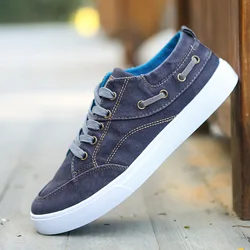 2024 Hot Men's Vulcanized Shoes Breathable Light Men Canvas Shoes Flat Lace Up Low Top Comfortable Casual Fashion Male Sneakers