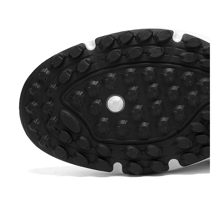 Herren Golfschuhe mit Drehverschluss und Spikes, Wasserdichtes Leder, Rutschfeste Outdoor-Sportschuhe in Weiß, Schwarz und Rot – Detail 6