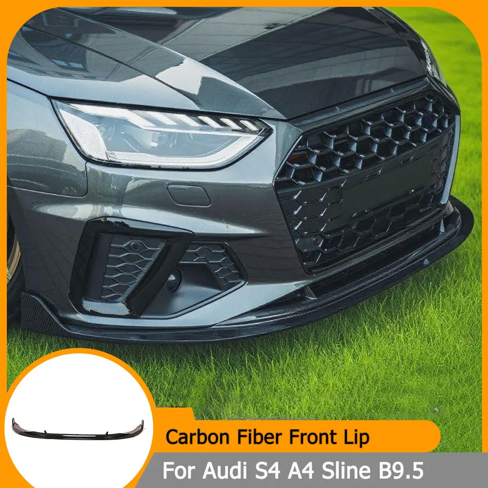Dry Carbon Fiber Car Front Bumper Lip Splitters for Audi S4 A4 Sline B9.5 2020-2022 Front Bumper Lip Spoiler Splitters Guard
