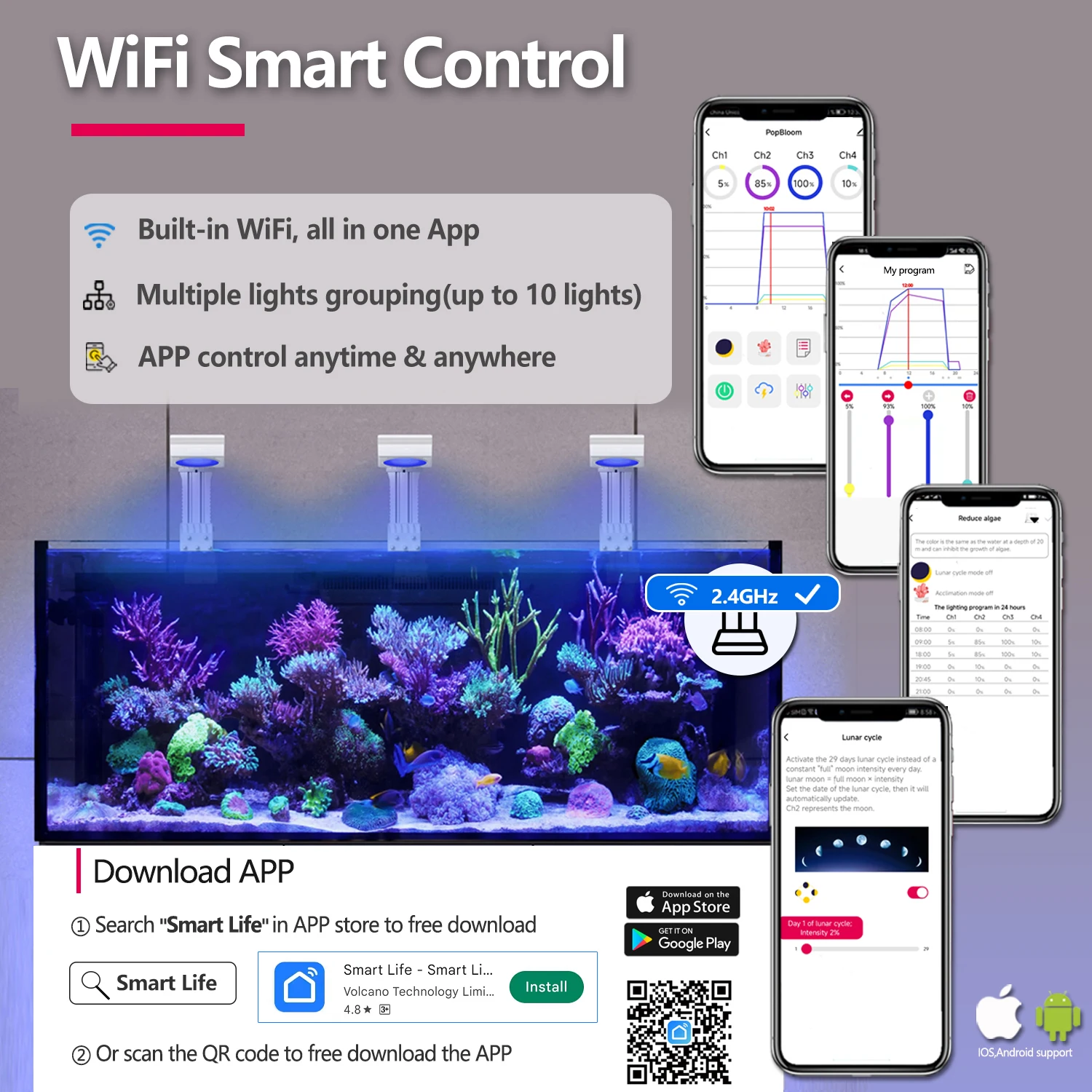 Nouveau PopBloom RL115 WiFi lu - Marine Aquarium App avis et prix