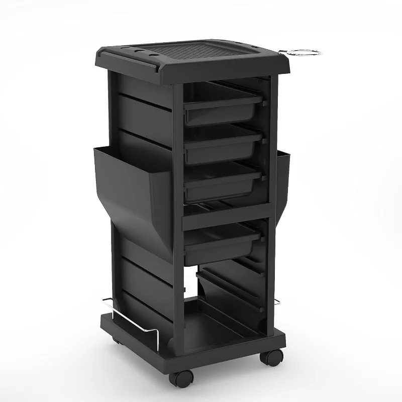 Beauty salon trolley, large storage space with 4 drawers and 2 side pockets, salon trolley furniture with wheels