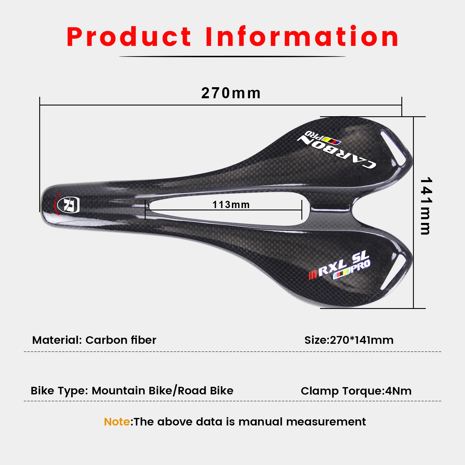 RXL SL Carbon Saddle MTB/Road Bicycle Saddle Bicycle Seat 3K Gloss/Matte Gravel Road Bike Seat Cycling Parts 270x143mm