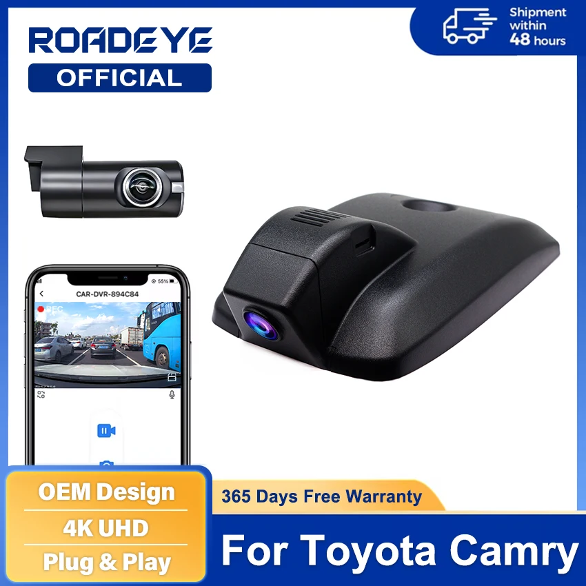 4K 2160P Easy Installation Car DVR Video Recorder For Toyota Camry 70 V70 XV70 SE XLE Hybrid 2018 -2022 2023 2024 Dash Cam
