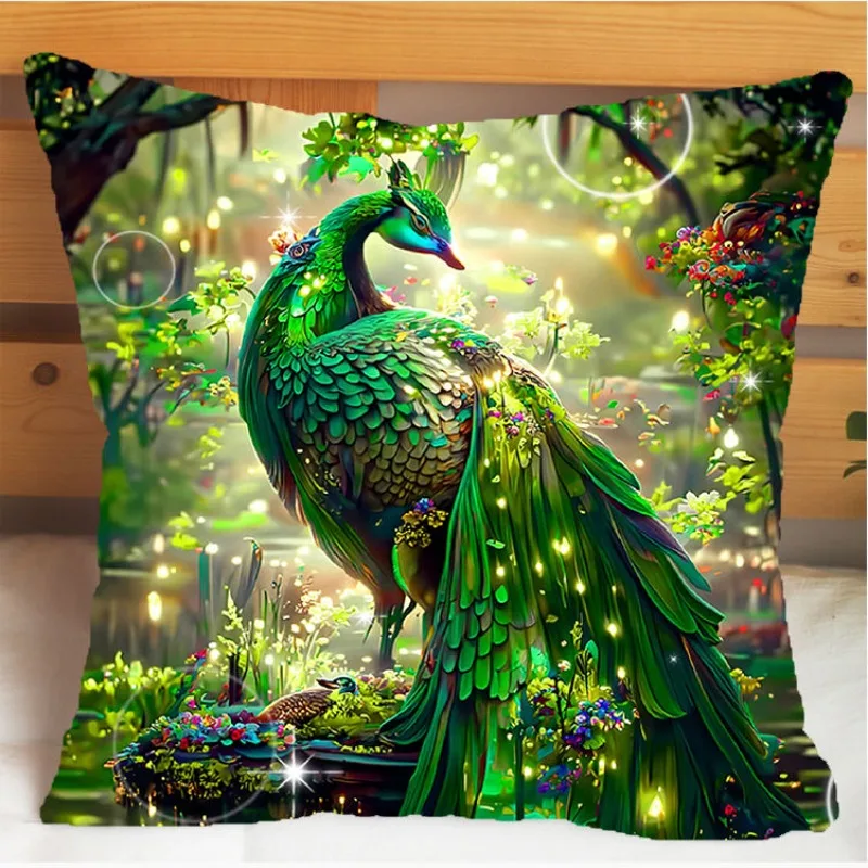 

Peacock Phoenix Pillow and Pillowcase Cushion Cover Case Double Sided 3D Printing Decorative Throw Pillows 40x40cm