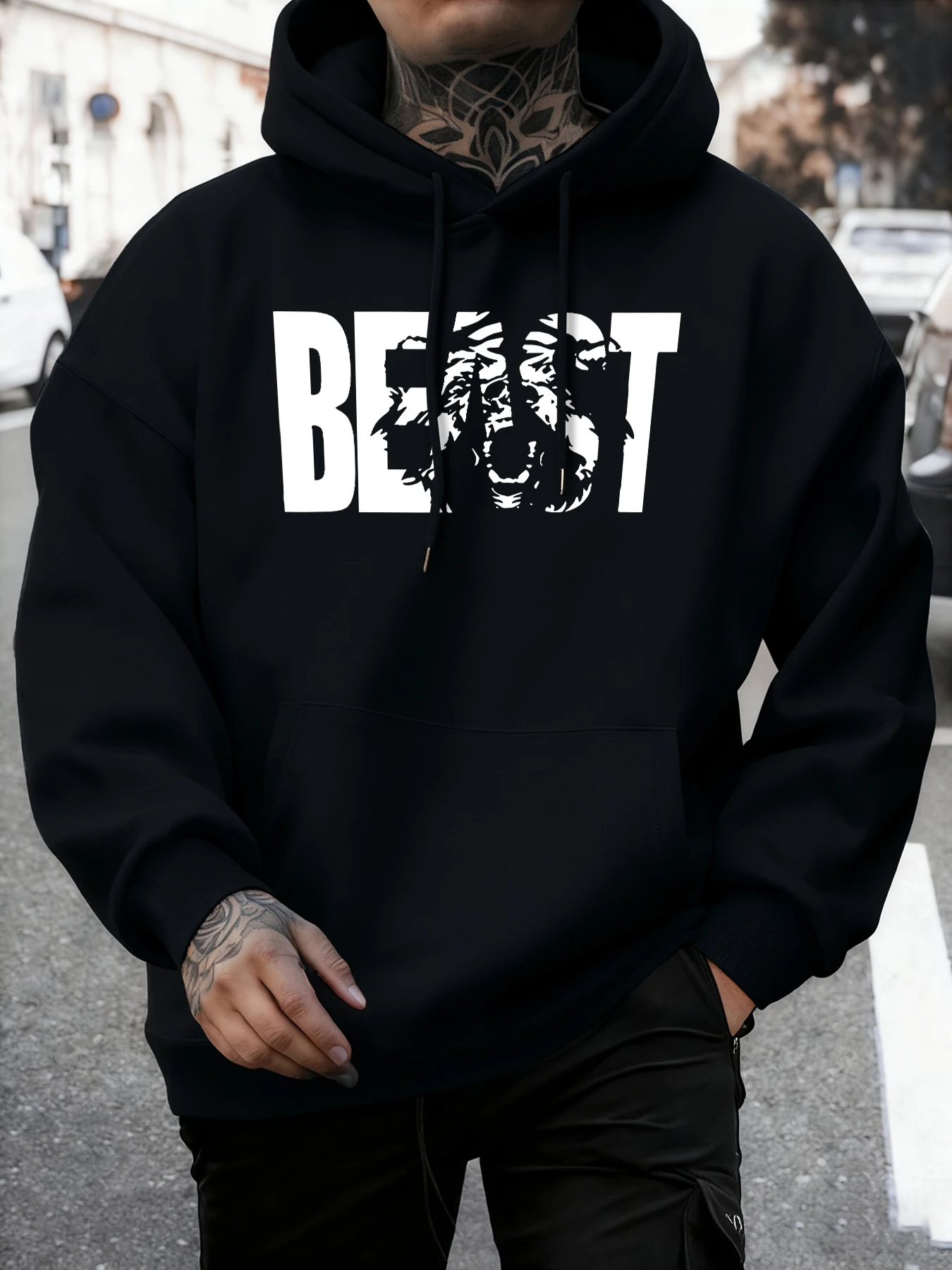 الوحش إلكتروني طباعة الرجال الشارع الهيب هوب هوديي عادية فضفاض كم طويل كل مباراة الصوف البلوفرات الناعمة س الرقبة للجنسين خمر