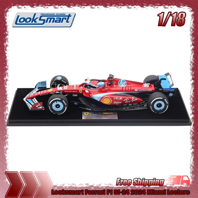 

New Looksmart 1:18 Scale Ferrari F1 Sf-24 2024 Miami Leclerc Simulation Resin Miniature Car Models Custom Collectible Toys Gifts